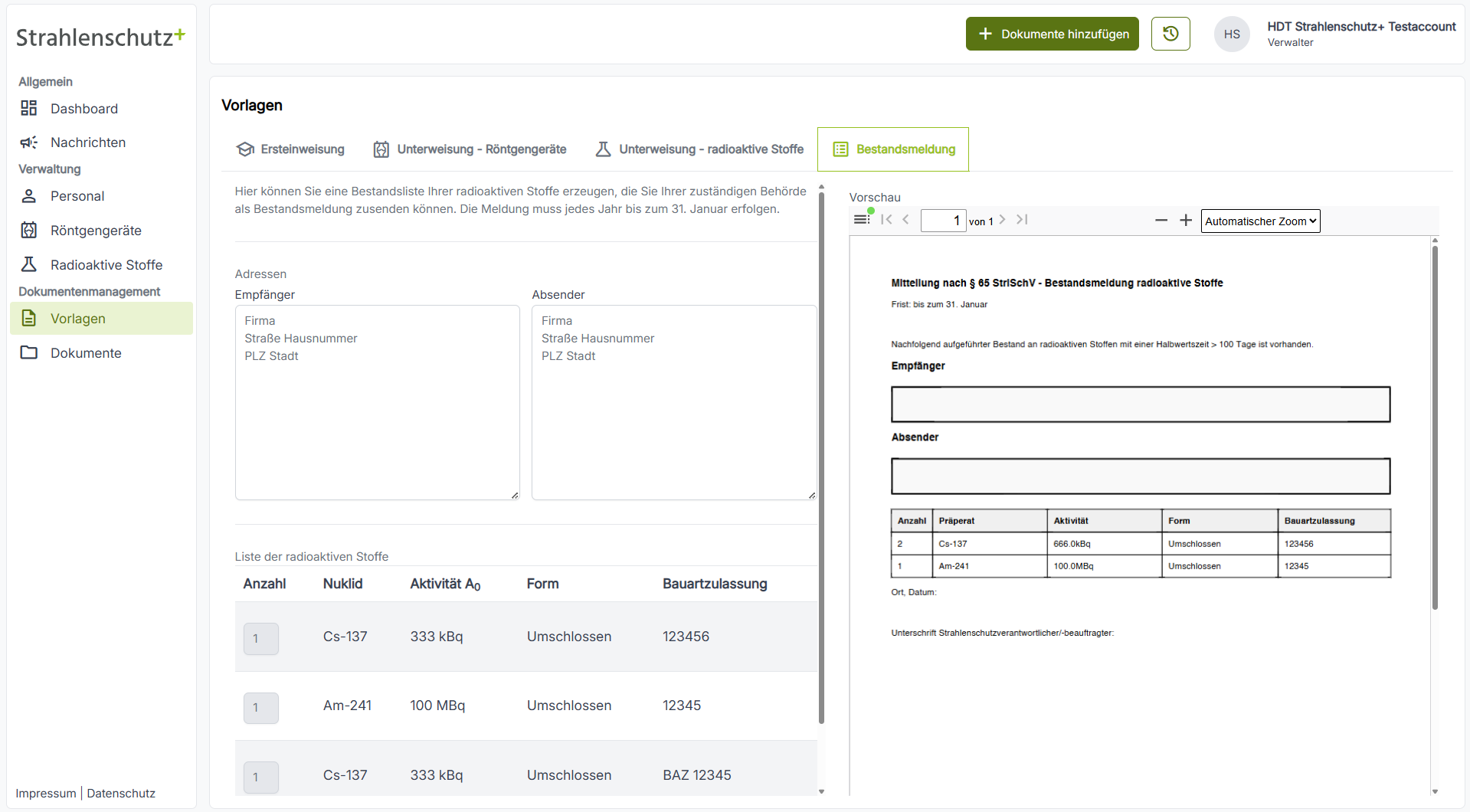 Bestandsmeldung Screenshots
